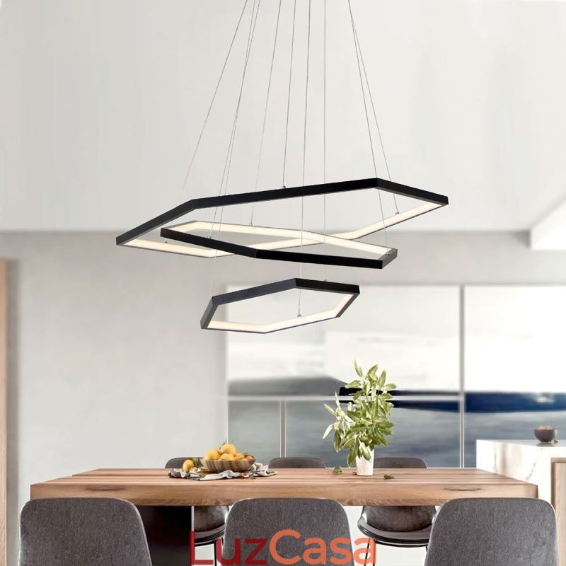 Luminária pendente hexagonal moderna
