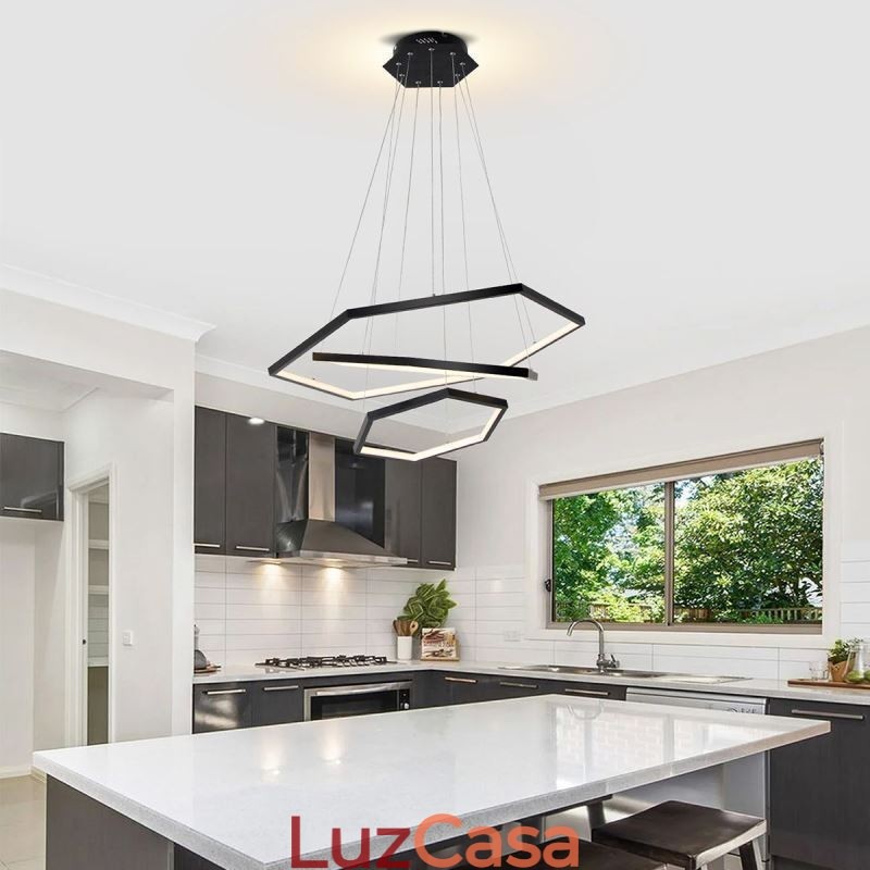 Luminária pendente hexagonal moderna