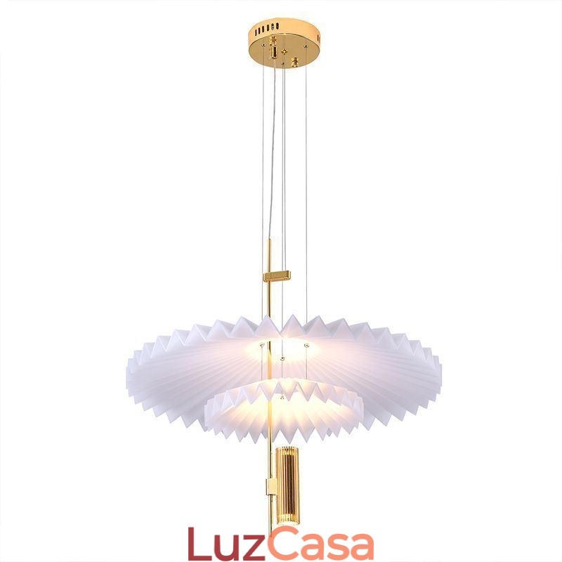 Luminária pendente plissada moderna em acrílico para iluminação decorativa