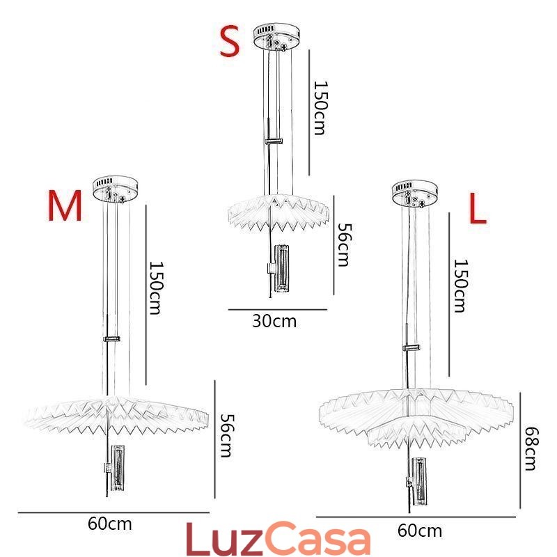 Luminária pendente plissada moderna em acrílico para iluminação decorativa