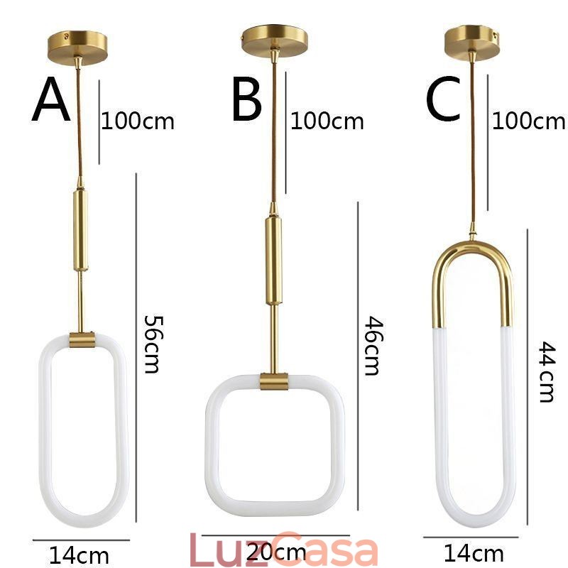 Luminária pendente simples e moderna de latão