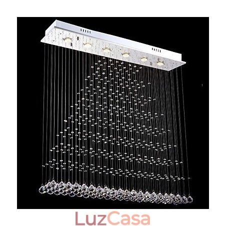 Luminária pendente retangular de cristal, lustre de teto, luminárias de iluminação Luminária pendente retangular de cristal, lustre de teto, luminárias de iluminação