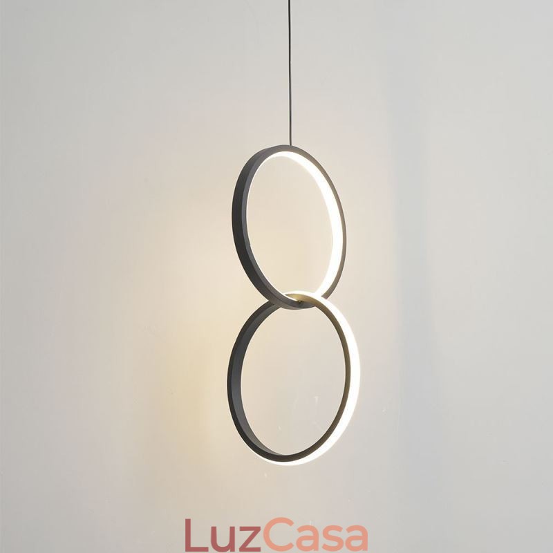 Luminária pendente de anel duplo mimimalista