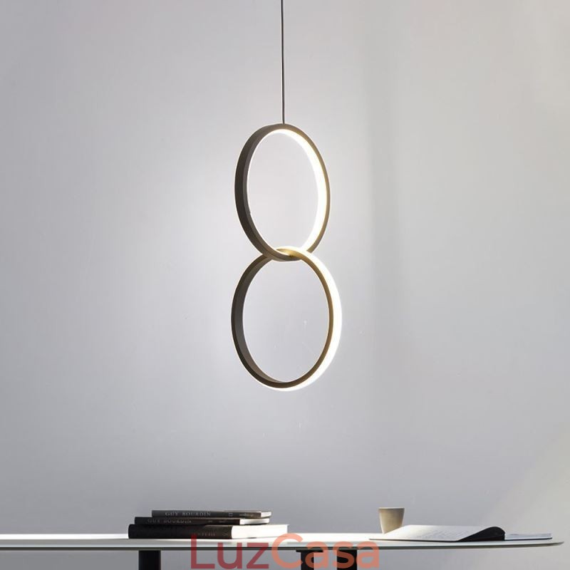 Luminária pendente de anel duplo mimimalista