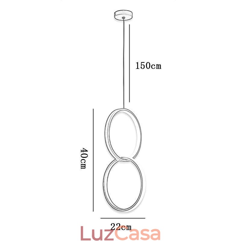 Luminária pendente de anel duplo mimimalista