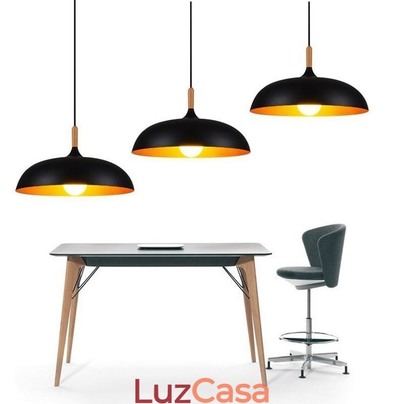 Luminária pendente moderna minimalista decorativa preta e branca