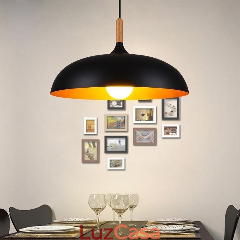 Luminária pendente moderna minimalista decorativa preta e branca