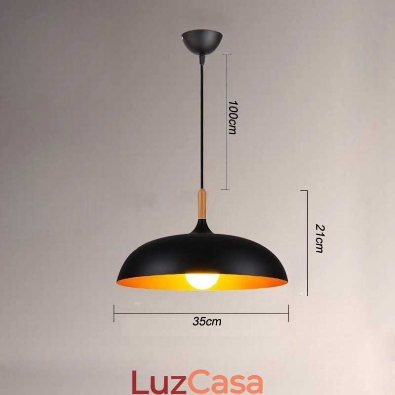 Luminária pendente moderna minimalista decorativa preta e branca