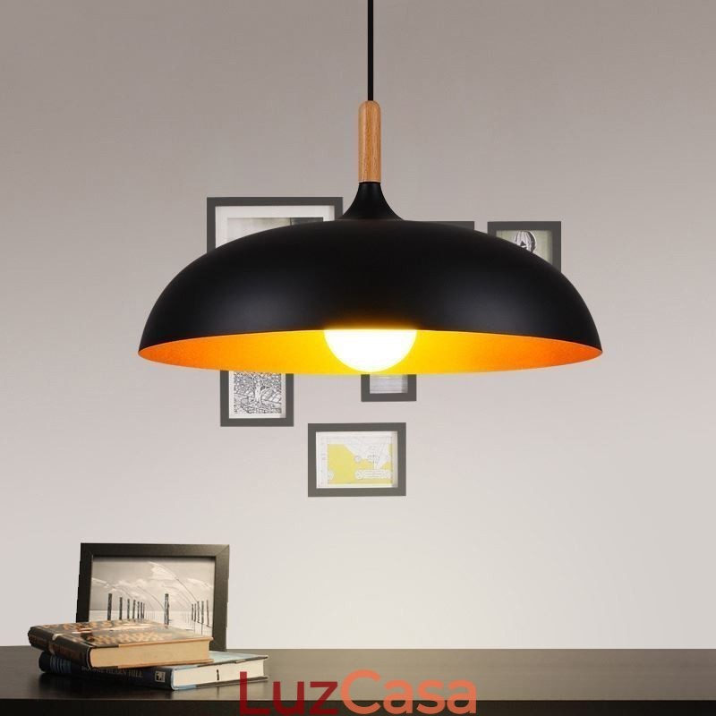 Luminária pendente moderna minimalista decorativa preta e branca