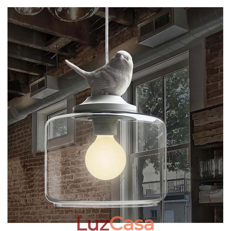 Luminária pendente de vidro estilo retrô Little Bird Iluminação decorativa