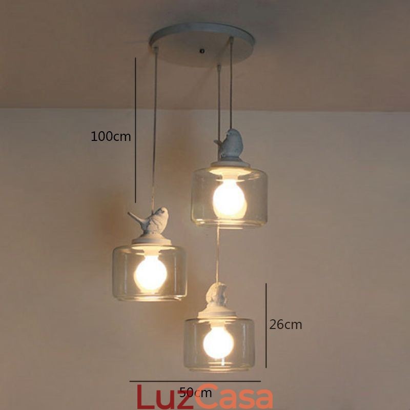 Luminária pendente de vidro estilo retrô Little Bird Iluminação decorativa