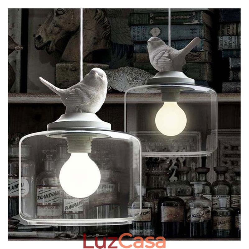 Luminária pendente de vidro estilo retrô Little Bird Iluminação decorativa