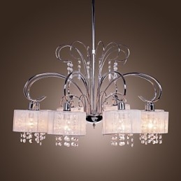 Lustre moderno contemporâneo de cristal cromado em metal