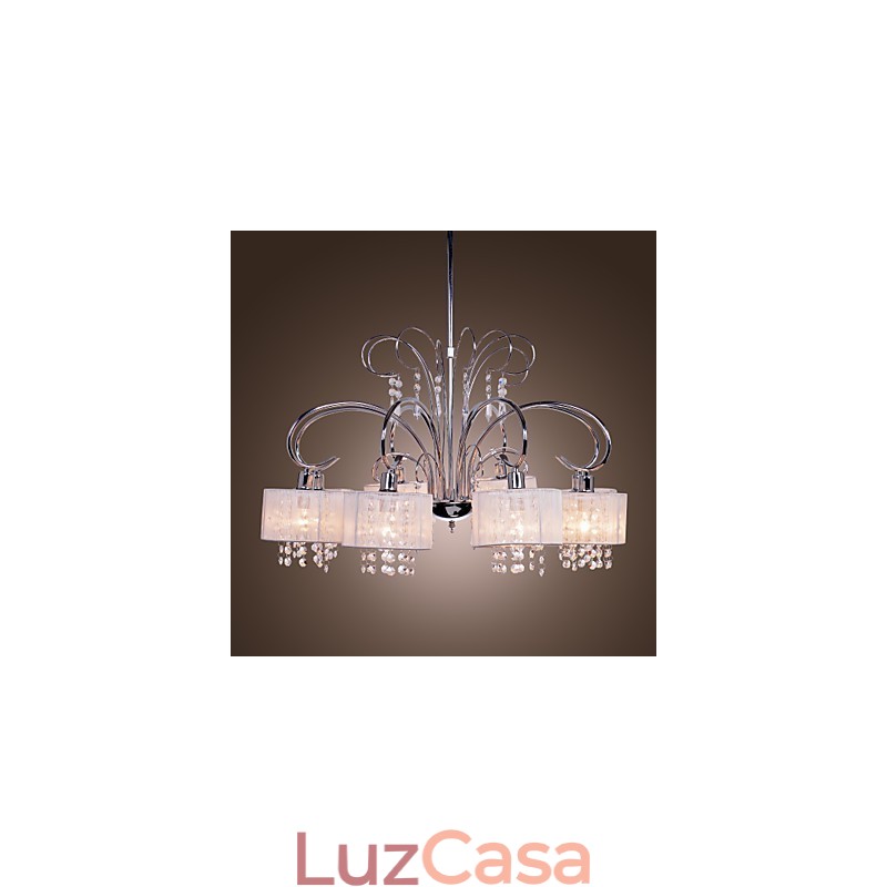 Lustre moderno contemporâneo de cristal cromado em metal