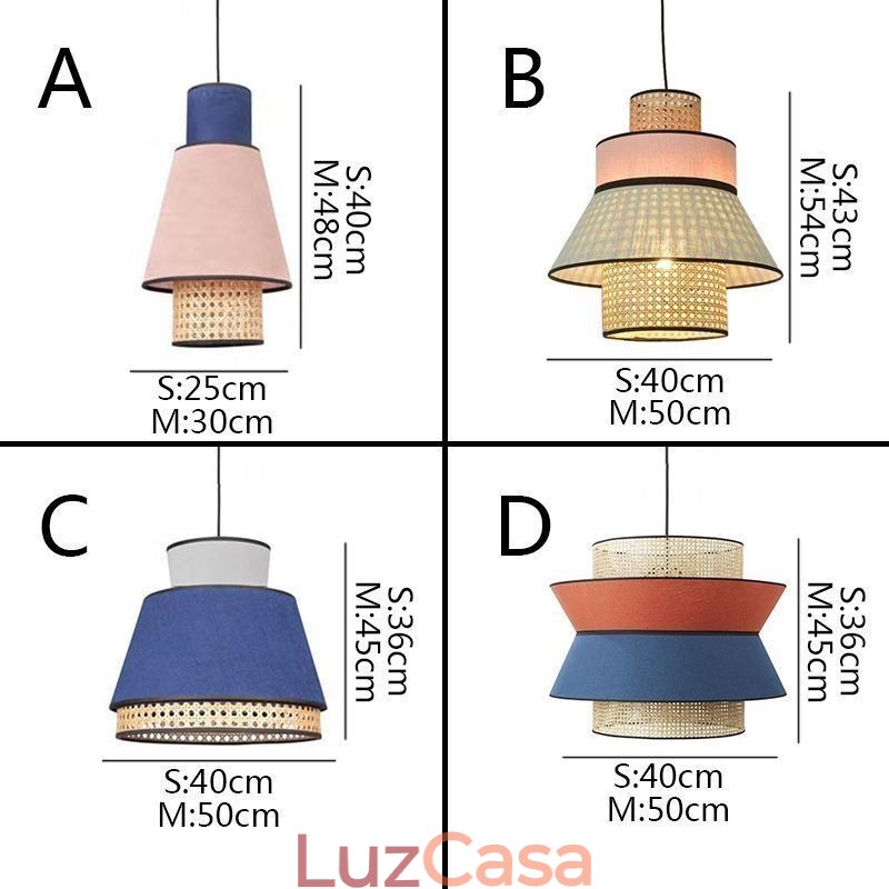 1 Luminária pendente de abajur de vestido leve com trama de bambu