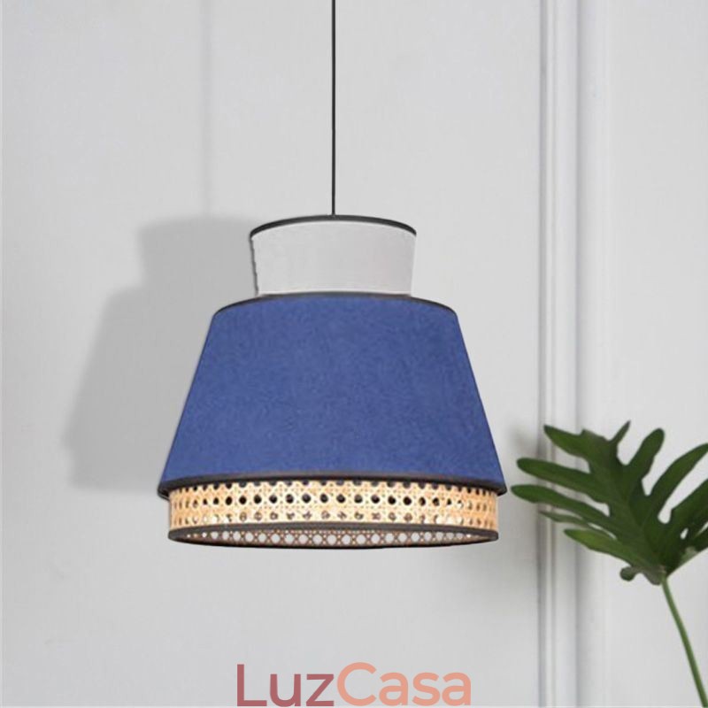 1 Luminária pendente de abajur de vestido leve com trama de bambu