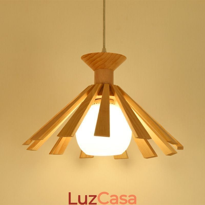 Luminária pendente de madeira estilo simples