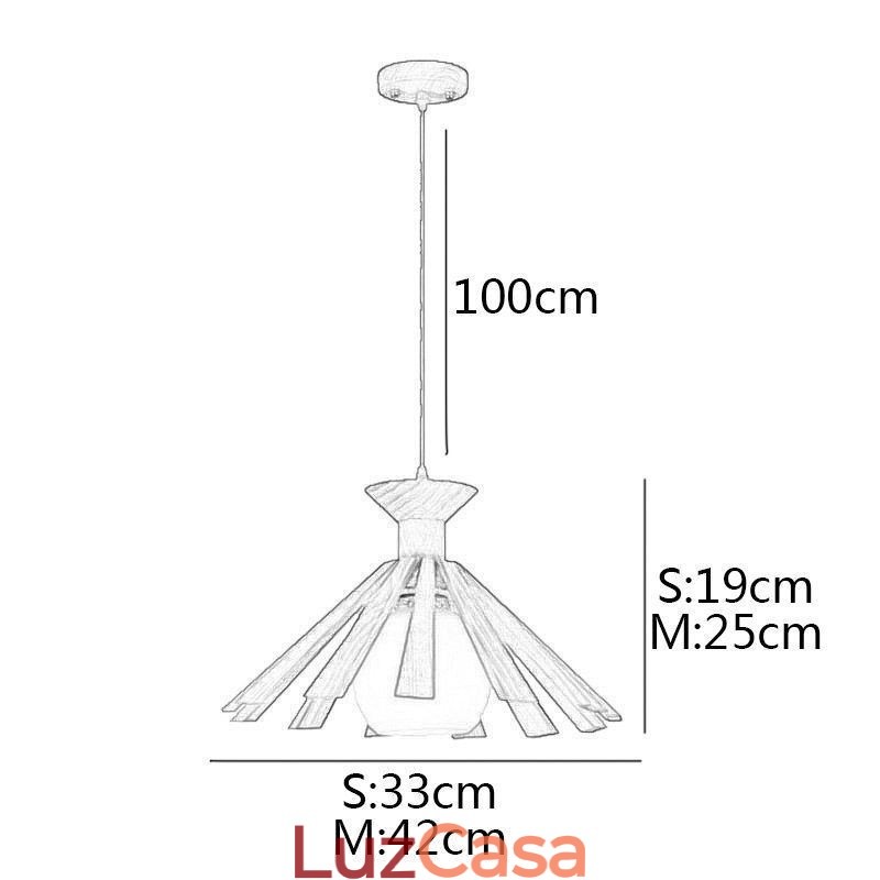 Luminária pendente de madeira estilo simples