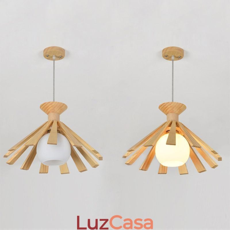 Luminária pendente de madeira estilo simples