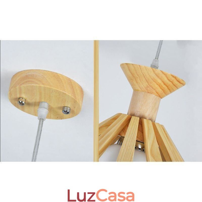 Luminária pendente de madeira estilo simples
