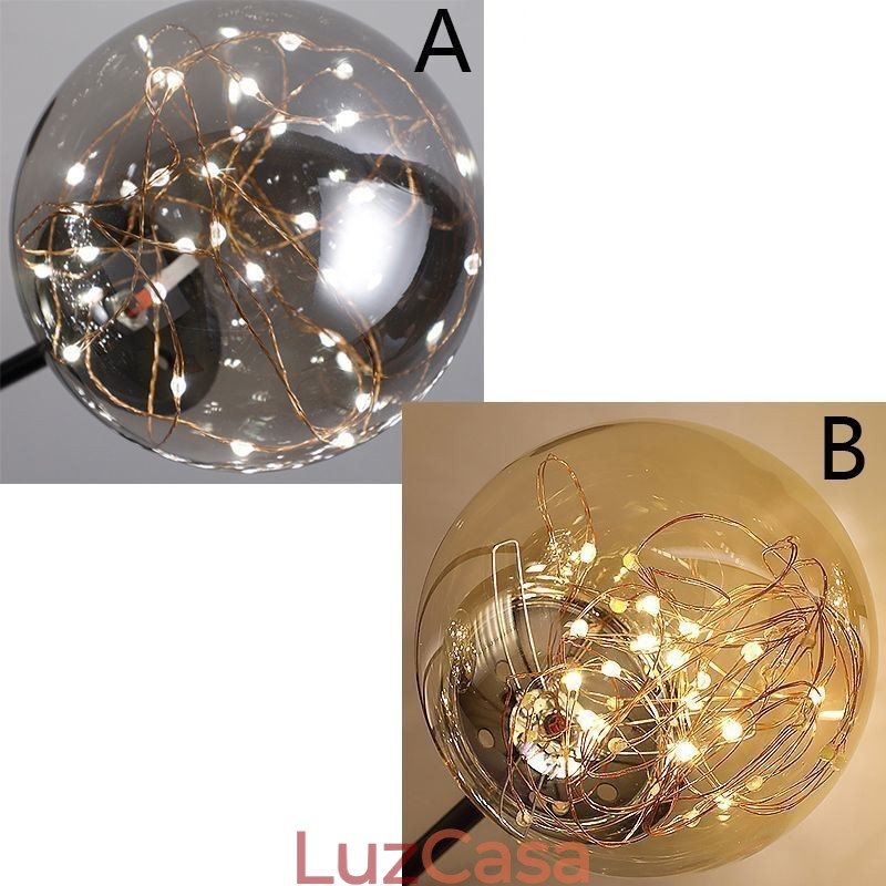 Luminária pendente Magic Bean estilo nórdico, luminária pendente Gypsophila com bola de vidro
