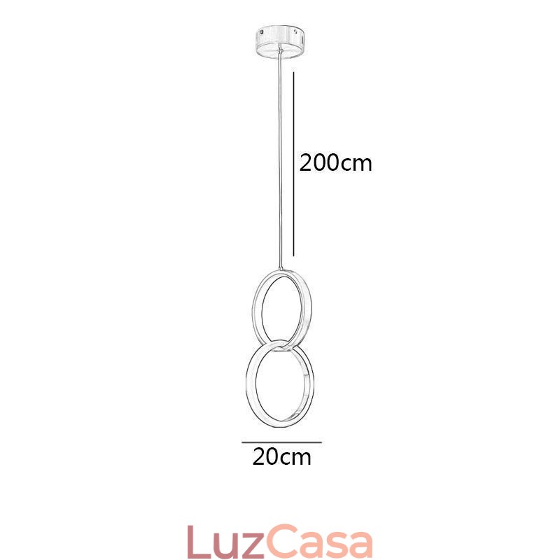 Luminária pendente de latão com anéis decorativos