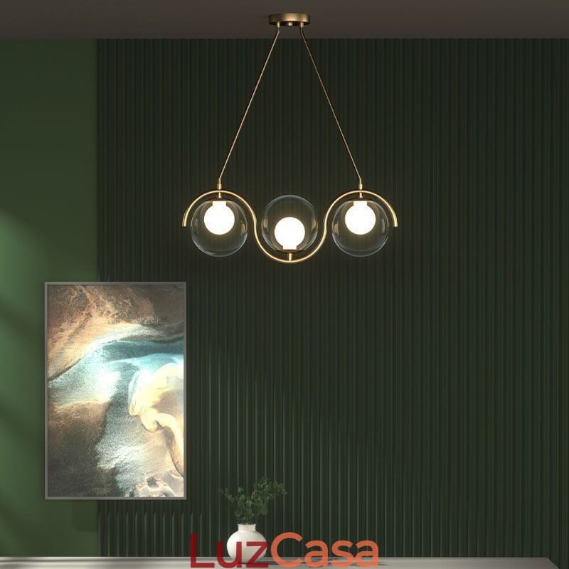 Luminária pendente moderna de globo de vidro Luminária minimalista