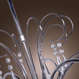 Lustre moderno contemporâneo de cristal cromado em metal