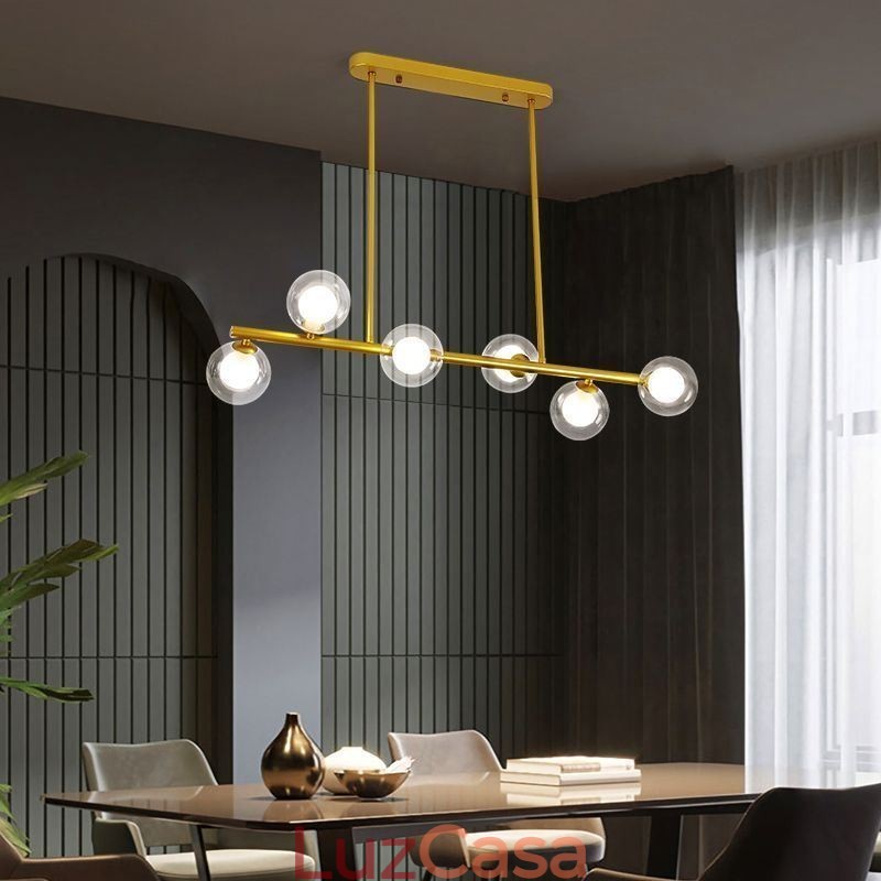 Lustre Globo de Vidro Tipo Horizontal Pendente Luz