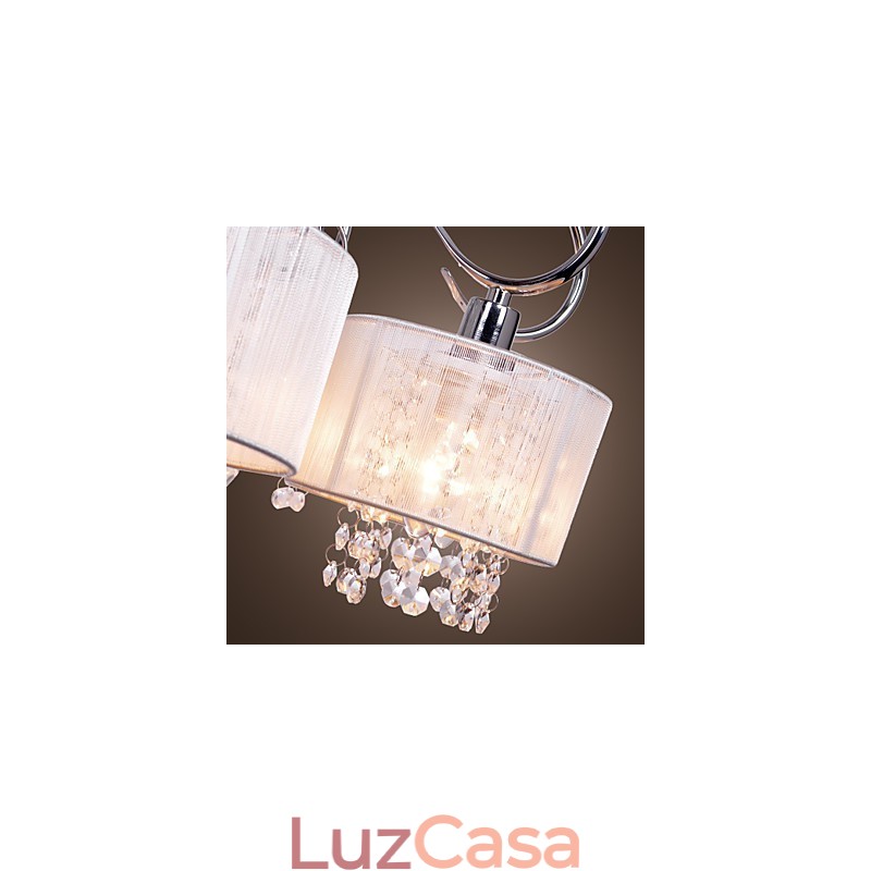 Lustre moderno contemporâneo de cristal cromado em metal