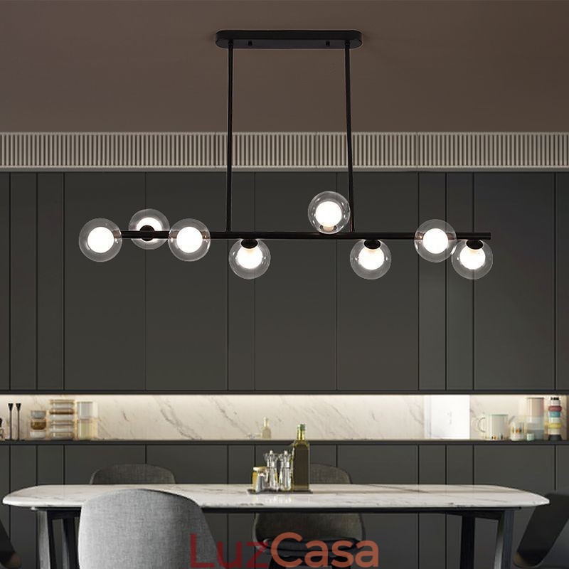 Lustre Globo de Vidro Tipo Horizontal Pendente Luz
