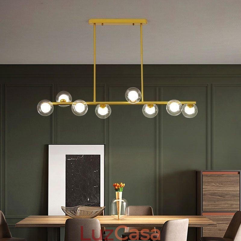 Lustre Globo de Vidro Tipo Horizontal Pendente Luz