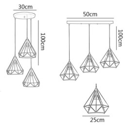 Luminária pendente em formato de diamante, luminária decorativa minimalista moderna