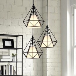 Luminária pendente em formato de diamante, luminária decorativa minimalista moderna