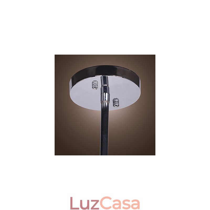 Lustre moderno contemporâneo de cristal cromado em metal