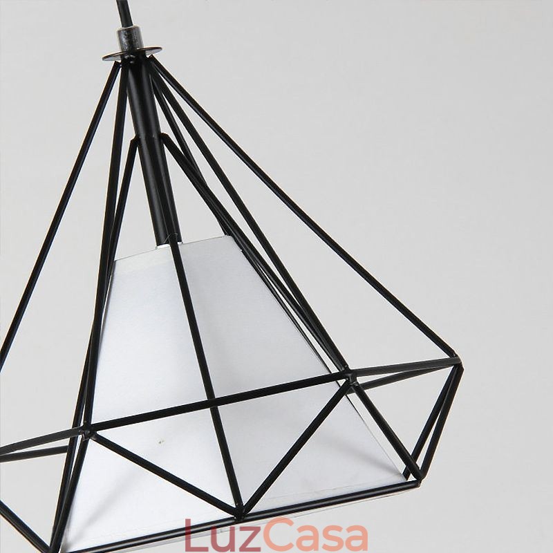Luminária pendente em formato de diamante, luminária decorativa minimalista moderna
