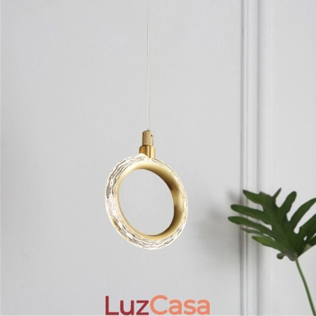 Luminária pendente de acrílico com anel de luz e holofote Luminária pendente de acrílico com anel de luz e holofote