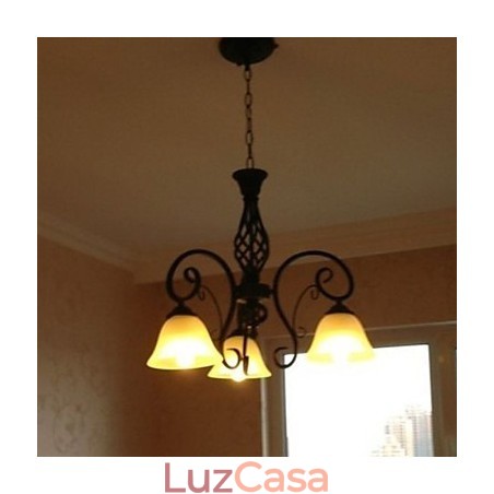 Lustre de metal com pintura rústica Lodge Lustre de metal com pintura rústica Lodge