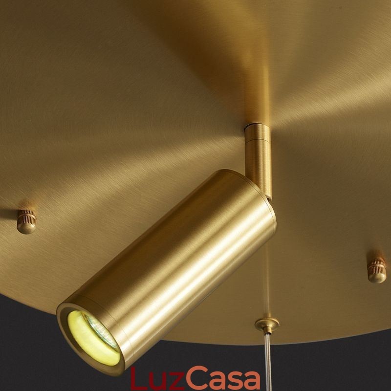 Luminária pendente de acrílico com anel de luz e holofote