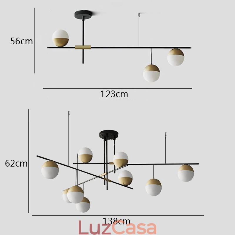Lustre de teto com bola de vidro
