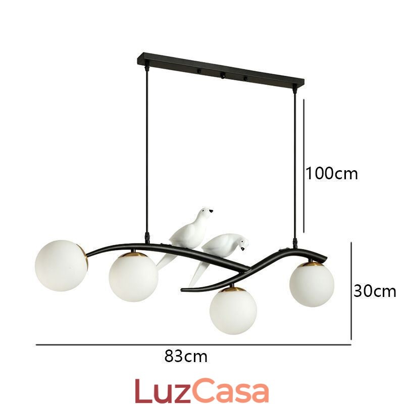 Luminária pendente moderna minimalista com 4 lâmpadas, luz decorativa