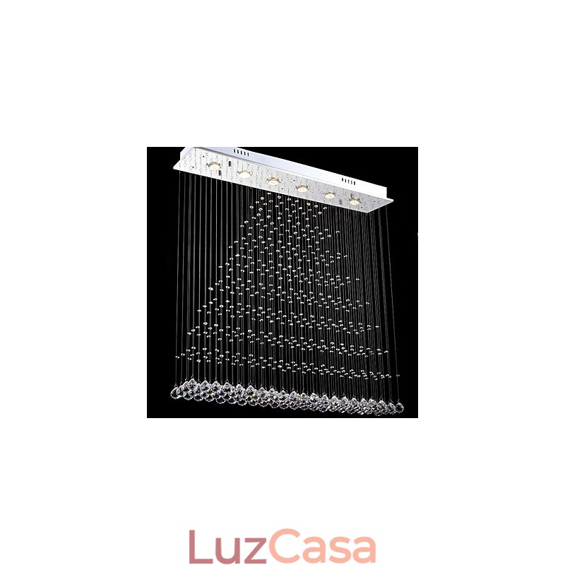 Luminária pendente retangular de cristal, lustre de teto, luminárias de iluminação