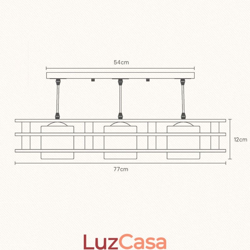 Luminária pendente criativa de carvalho com 3 luzes, luz de teto decorativa de madeira, café