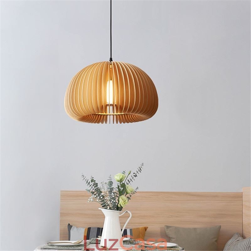 Luminária pendente estilo retrô Basswood Abóbora Luminária pendente