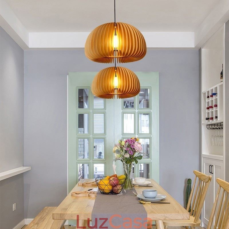 Luminária pendente estilo retrô Basswood Abóbora Luminária pendente