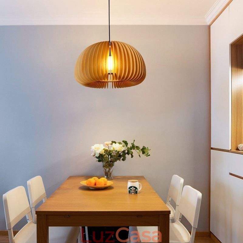 Luminária pendente estilo retrô Basswood Abóbora Luminária pendente