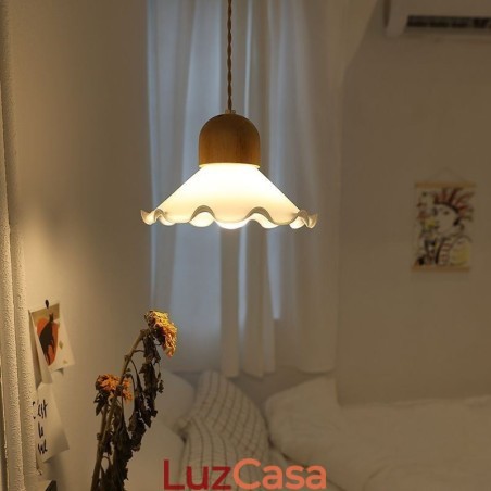 Luminária pendente moderna de vidro com renda, luminária pendente de cabeça única Luminária pendente moderna de vidro com renda, luminária pendente de cabeça única