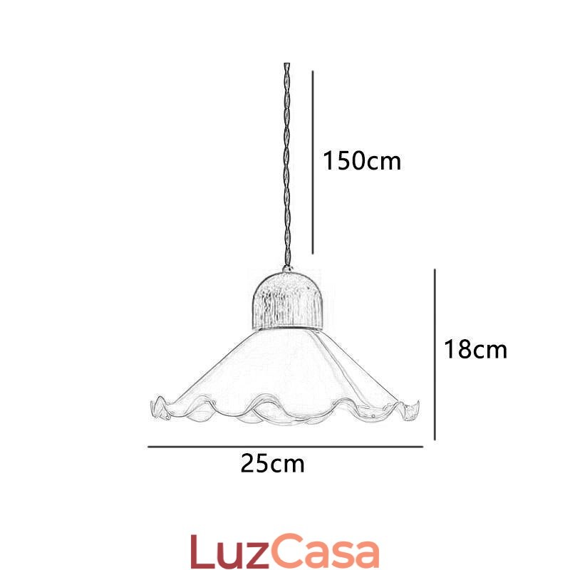 Luminária pendente moderna de vidro com renda, luminária pendente de cabeça única