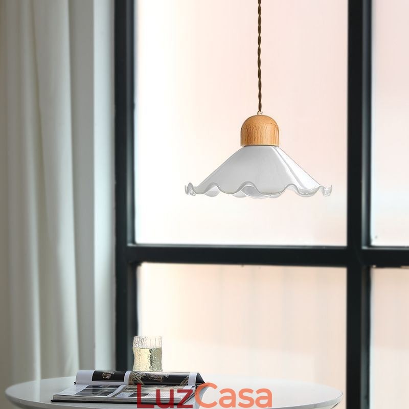 Luminária pendente moderna de vidro com renda, luminária pendente de cabeça única