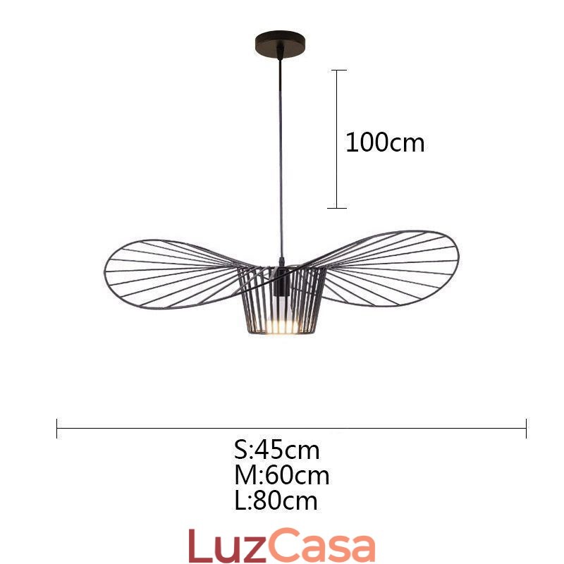 Luminária pendente de ferro, chapéu de palha, 1 luz